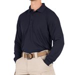 Mens Performance L / S Navy Polyester Polo, w / Pkt, Large