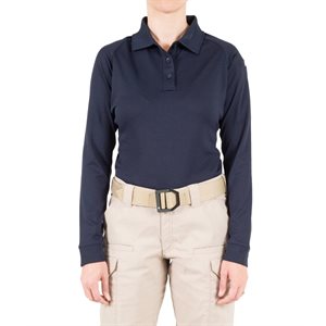Women's Long Sleeve Performance Navy Cotton Polo